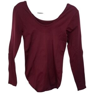 Spanx Long Sleeve Bodysuit Rich Garnet Burgundy Scoop Neck FS6015 XL NWT